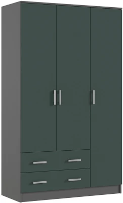 Шкаф 3-х створчатый, Графит/Изумрудный
