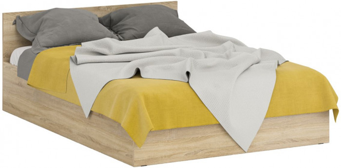 Кровать 1400 + Пенал Стандарт, цвет дуб сонома, ШхГхВ 143,5х203,5х70 + 45х52х200 см., сп.м. 1400х2000 мм., без матраса, основание есть