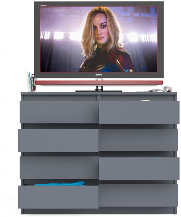 Мори Комод МК1200.8, цвет графит, ШхГхВ 120,4х41х94 см.