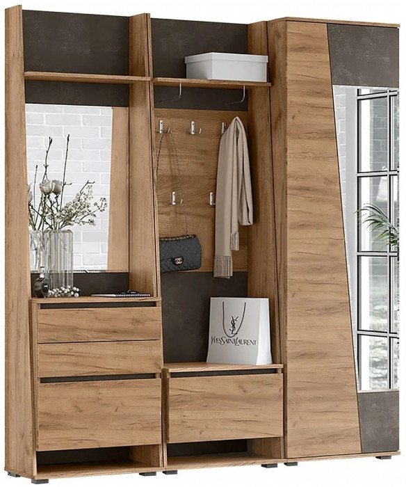 Модульная прихожая Соренто (Дуб Крафт / Бетон)