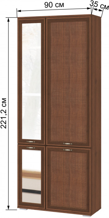 Ливорно Шкаф комбинированный с зеркалом ЛШ-9 орех донской
