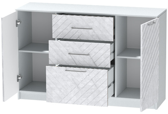 Комод №3 "Иннэс-7", Белый/Бетон снежный