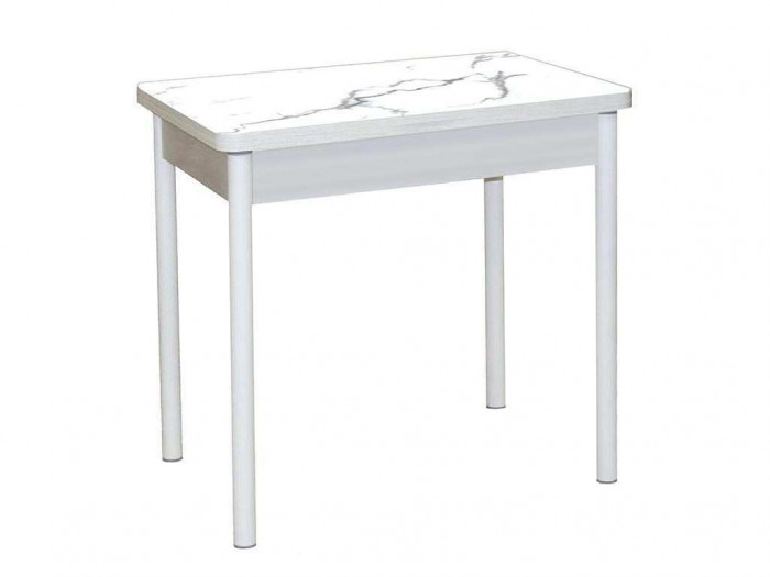 Бронкс фотопечать стол обеденный поворотно-раскладной / белый мрамор/бетон белый/белый