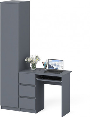 Мори компьютерный стол МС-6 левый + Пенал МШ400.1, графит