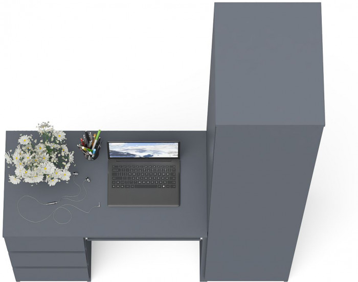 Мори компьютерный стол МС-6 левый + Пенал МШ400.1, графит