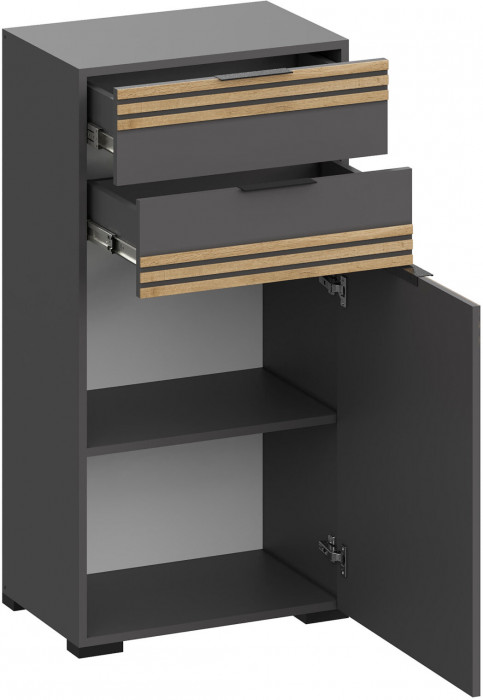 Модульная Прихожая Нао, набор №9, Графит/Графит, Дуб вотан, Simple 27