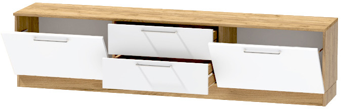 Тумба-4 под ТВ напольная "Иннэс-7", Крафт золотой/Белый