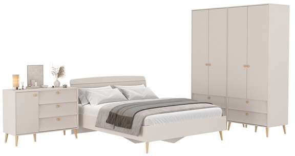 Афина Спальня 18-1600, цвет кашемир серый, сп.м. 1600х2000 мм., б/м, основание есть - фанера