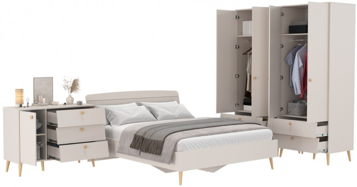 Афина Спальня 18-1600, цвет кашемир серый, сп.м. 1600х2000 мм., б/м, основание есть - фанера