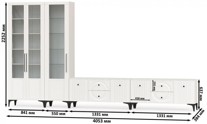 Валенсия Гостиная № 085, ЛДСП белый шагрень/МДФ белый шагрень
