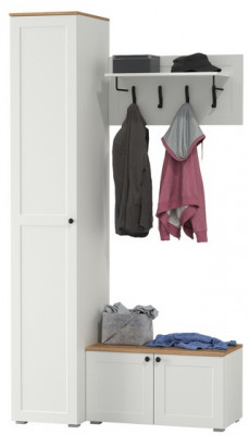 Остин Прихожая 25, цвет белый шагрень/дуб крафт золотой, ШхГхВ 120х54,3х229,6 см., универсальная сборка