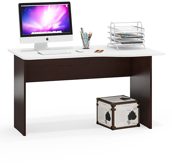 Стол письменный С-МД-1-04, цвет венге/белый шагрень, ШхГхВ 130х75х74 см., универсальная сборка