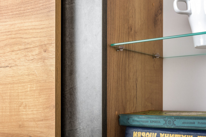 КР100 ??? Арчи № 05, цвет дуб крафт золотой/камень тёмный, ШхГхВ 190х41,3х193,7 см., ниша для ТВ 130х41х110 см., НЕ универсальная сборка