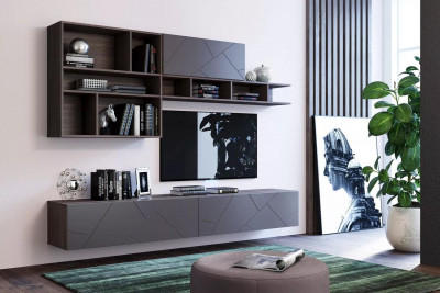 Гостиная Summit комплектация 9 Ясень анкор тёмный/софт графит/капучино