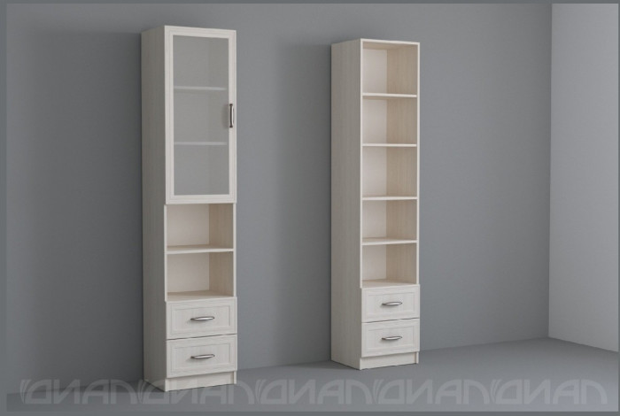 Колибри Пенал створка стекло/ящики, рамка, Бодега белая/Сандал светлый