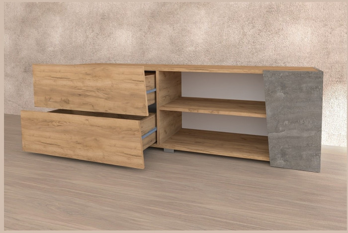 Аллегро 10 Тумба под ТВ (Крафт золотой/Камень темный)