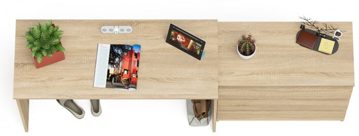 Мори Стол письменный МСП1200.1 + Комод МК800.1, цвет дуб сонома, ШхГхВ 200,8х50х76,6 см., универсальная сборка