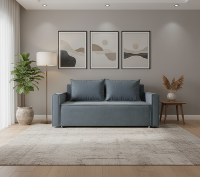 Диван-аккордеон Лофт 140х200, ППУ, велюр серый