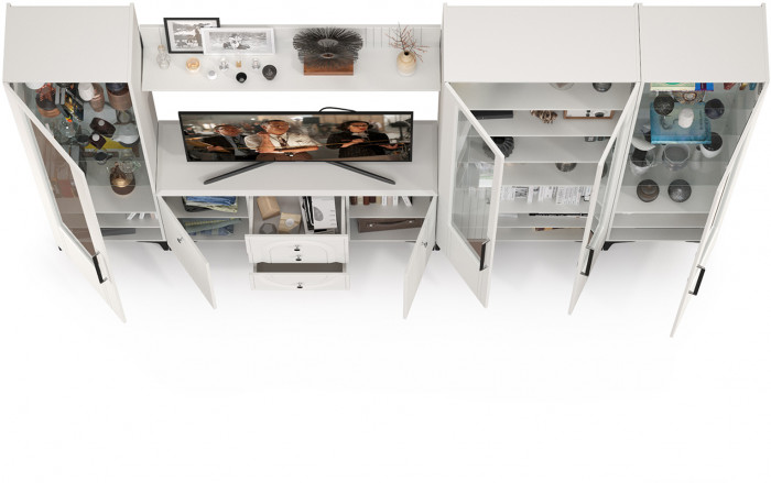 Валенсия Гостиная № 105, ЛДСП белый шагрень/МДФ белый шагрень