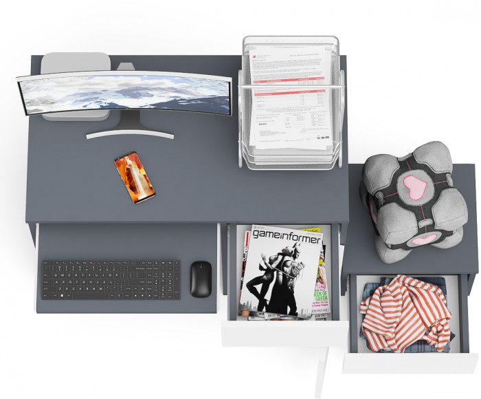 Мори компьютерный стол МС-1 правый + Тумба ТМП400.1, графит/белый