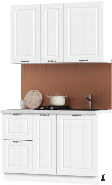 Кухня Мария 1,2 м белый/белый (столешница мрамор лацио белый)