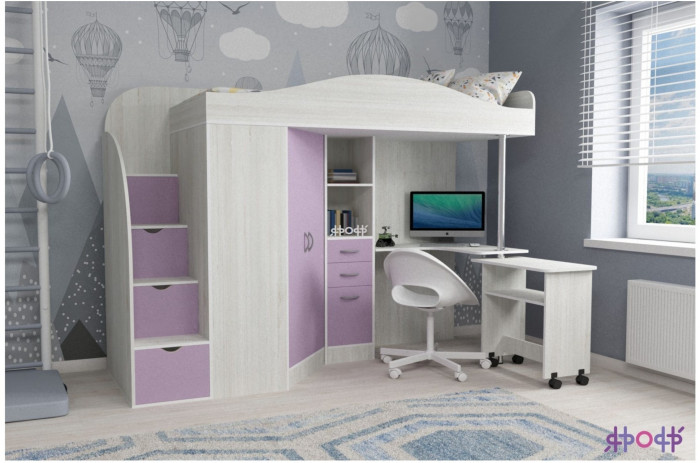 Кровать-чердак Юниор 4 (Винтерберг/Ирис)