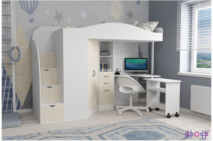 Кровать-чердак Юниор 4 (Винтерберг/Ирис)