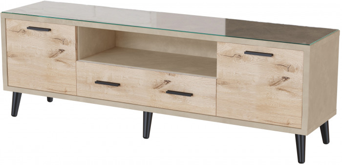 Тумба ТВ интерьерная 1,6 Ланс бежевый/мдф дуб канадский