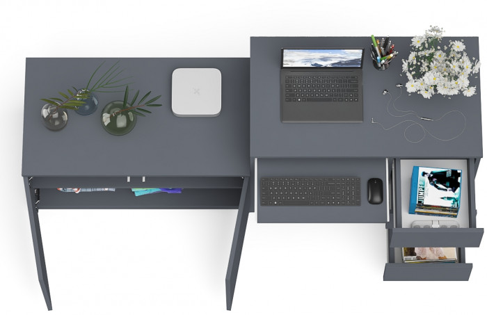 Мори компьютерный стол МС-6 правый + Тумба МА900.1, графит