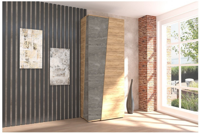 Аллегро 10 Шкаф 2-створчатый (Крафт золотой/Камень темный)