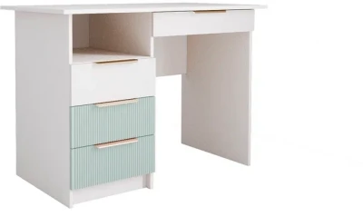 МС Лавис Стол письменный СТД 1070.1 + ручка скоба 4 шт., Белый/Белый софт/Зеленый софт