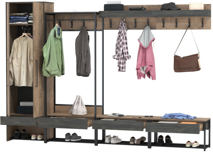 Трувор Прихожая 243, дуб гранж песочный/интра