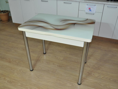 Симпл фотопечать стол обеденный раскладной / текстура 032/дуб молочный/хром