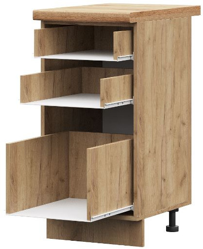 ШН3Я 400 корпус шкаф нижн. с 3 ящ (400*820*474) ПВ дуб крафт золото