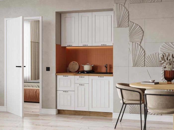 Кухня Мария 1,2 м дуб крафт золото/белый (столешница дуб вотан)