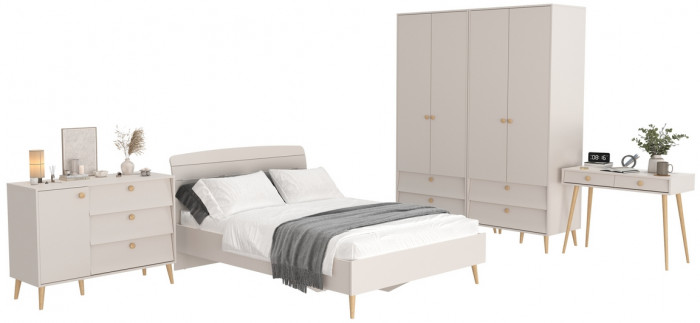 Афина Спальня 19-1400, цвет кашемир серый, сп.м. 1400х2000 мм., б/м, основание есть - фанера