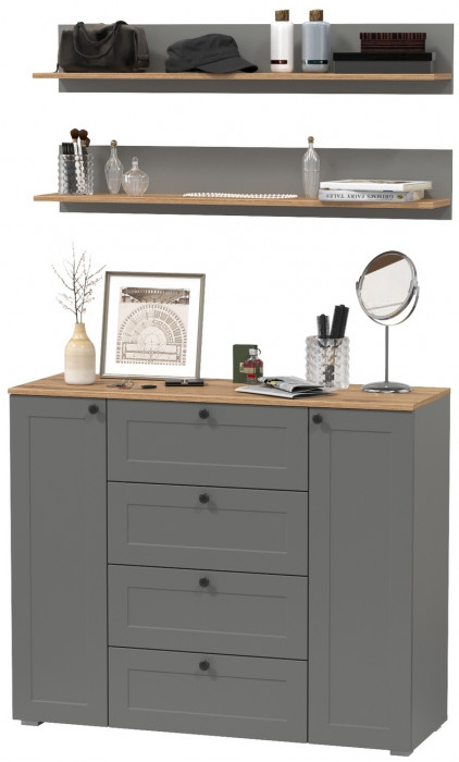 Остин Прихожая 71, цвет серый графит/дуб крафт золотой, ШхГхВ 120х41,9х180 см.