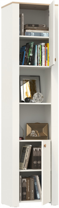 Джастин 16.306 Шкаф торцевой, цвет белый шагрень/дуб белый эксклюзив, ШхГхВ 54,8х38,9х225,7 см., универсальная сборка