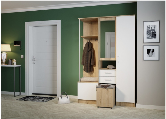 Прихожая Дуся 1,3, Дуб Бунратти/Цемент светлый