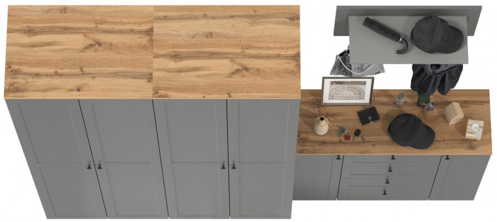 Остин Прихожая 27, цвет серый графит/дуб крафт золотой, ШхГхВ 280х54,3х229,6 см., универсальная сборка