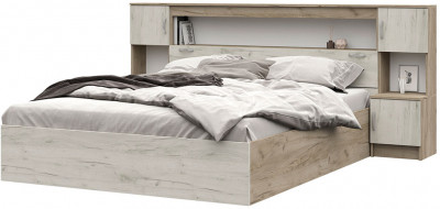 КР 552 Бася ЛДСП кровать с закроватным модулем дуб крафт серый/дуб крафт белый