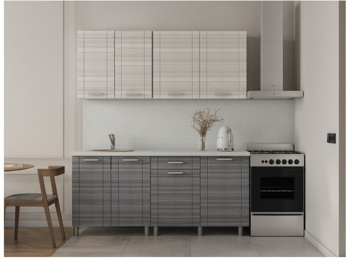 Кухонный гарнитур Бомбей 1,8м Сандал белый/Сандал серый