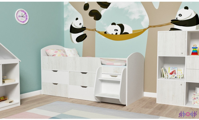 Кровать-чердак Малыш 7 (Белое дерево/Винтерберг)