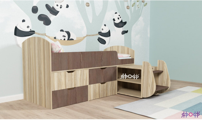 Кровать-чердак Малыш 7 (Белое дерево/Винтерберг)