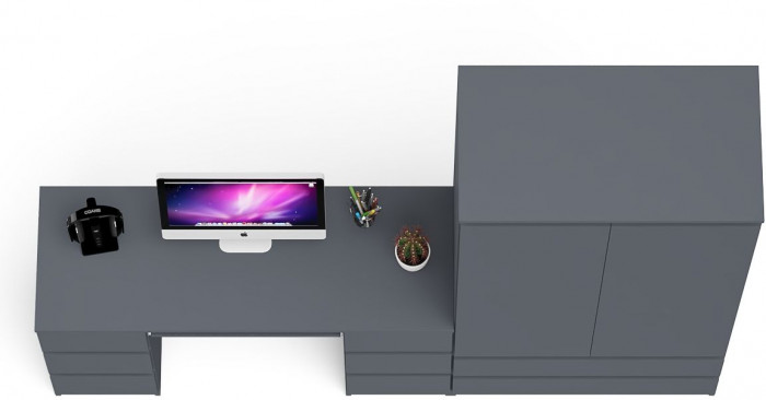 Мори Стол компьютерный МС-2 + Шкаф МШ900.1, цвет графит, ШхГхВ 225,8х50,4х179,6 см., универсальная сборка
