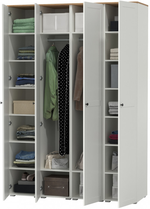 Остин 13.225 Шкаф-пенал 4 шт., цвет белый шагрень/дуб крафт золотой, ШхГхВ 160х54,3х229,6 см., универсальная сборка