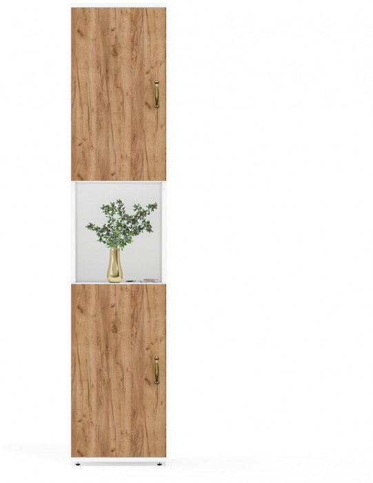 Лидер-8 Модуль Пенал, белый шагрень/крафт золото