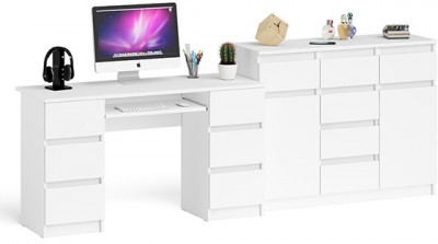 Мори компьютерный стол МС-2 + Комод МК1200.4, белый