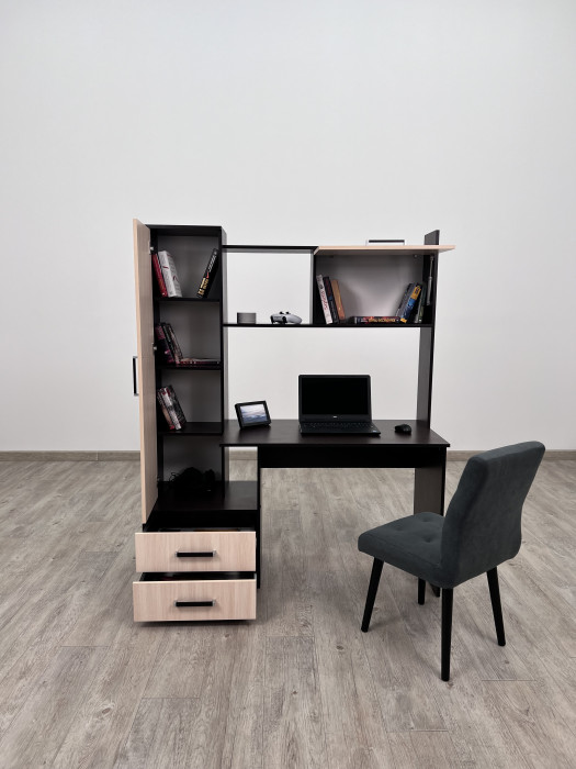 Компьютерный стол Квартет-9, Дуб крафт серый/Кашемир