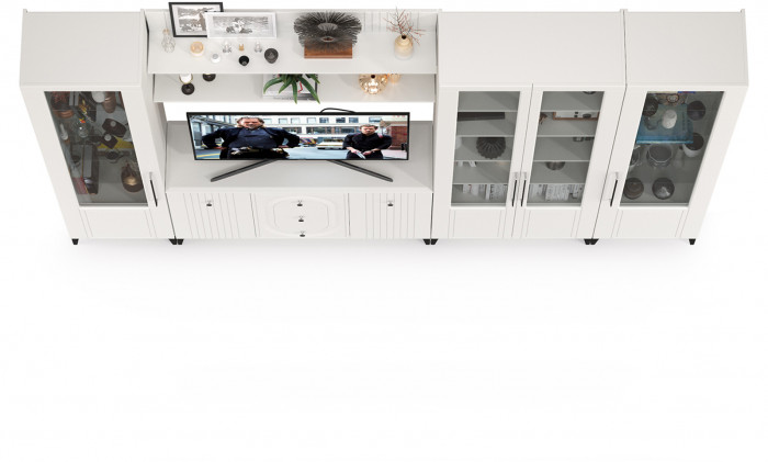 Валенсия Гостиная № 108, ЛДСП белый шагрень/МДФ белый шагрень